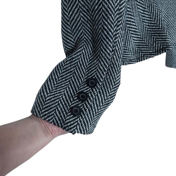 ECI New York Womens Blazer 14 Black White Herringbone Tweed Jacket Chic Workwear - Picture 13 of 15